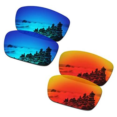 Imagem de SmartVLT Lentes de reposição masculinas Ice Blue & Fire Red para óculos de sol Oakley Drop Point OO9367