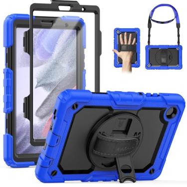 Imagem de SEYMAC Capa para Samsung Galaxy Tab A7 Lite de 8,7 polegadas (SM-T220/ T225/ T227), capa protetora de corpo inteiro resistente à prova de choque com protetor de tela, suporte giratório de 360°, alça