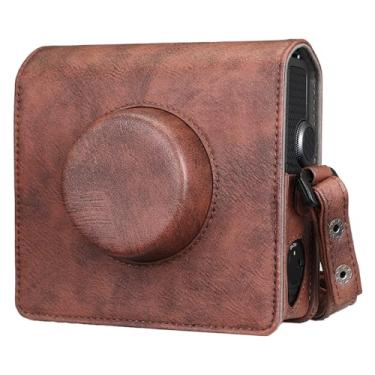 Imagem de Fintie Capa protetora para câmera Fujifilm Instax Wide EVO - Capa de couro vegano premium com alça ajustável removível (marrom vintage)