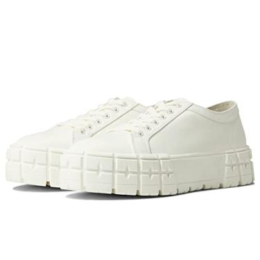 Imagem de Steve Madden Rorey Tênis moderno plataforma com cadarço e bico arredondado, Branco, 8.5