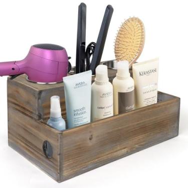 Imagem de Suporte para secador de cabelo Besti Wooden Hair Tools Organizer