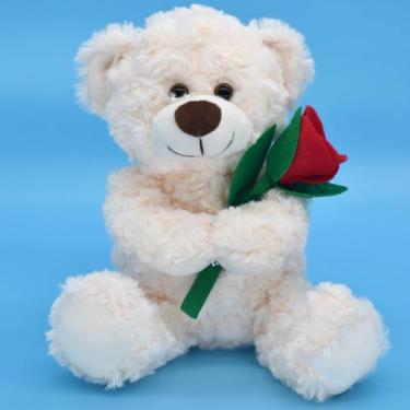 Imagem de Boneca de ursinho de pelúcia Bakalizoo 30 cm com coração vermelho bran