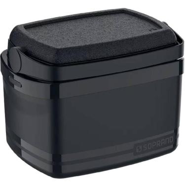 Imagem de Caixa Térmica Soprano 5L Preta com Alça Retrátil Porta Copos Bebidas Geladas Camping Praia