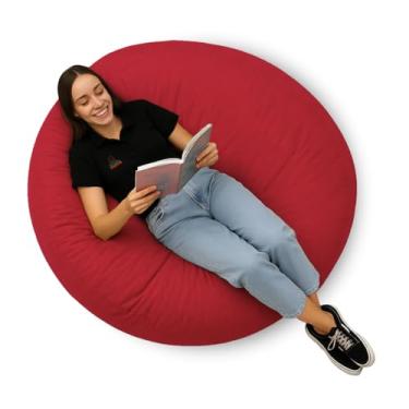 Imagem de Puff Redondo Gigante Almofadão Com Enchimento Decoração Festas Eventos Quarto Sala (Vermelho)