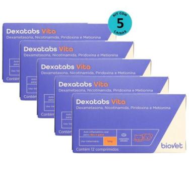 Imagem de Dexatabs Vita Para Cães E Gatos 1mg Com 12 Comp. Kit Com 5 Caixa
