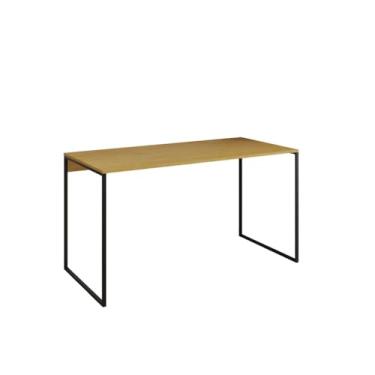 Imagem de Mesa Escrivaninha Para Escritório Industrial Grécia Base Ferro Tampo de 120x53cm em Madeira(PRETO/CANELA)