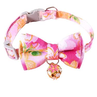 Imagem de Coleiras ajustáveis para filhotes de cachorro com gravata borboleta com pingente para meninos e meninas pequeno/médio/grande