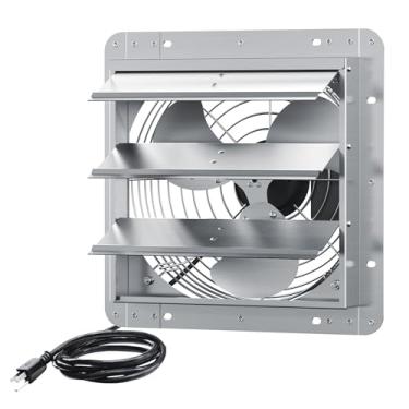 Imagem de FICBXRA Exaustor de obturador de 35 cm, exaustor de parede de alumínio, ventilador de sótão de obturador automático de alta velocidade de 1558 CFM, ventilador de ventilação para estufa, galpão, loja