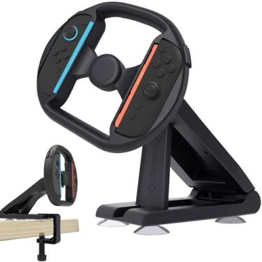 Imagem de Volante de controle para Nintendo Switch 2º volante de corrida, acessório de mesa com 4 ventosas de mesa e base de parafuso atualizada – para Jo-Con – Estabilidade aprimorada para jogos de corrida