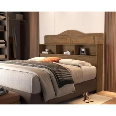 Imagem de Cabeceira Cama Box Casal 1,40m com 3 Nichos 100% MDF Prateleira Decora