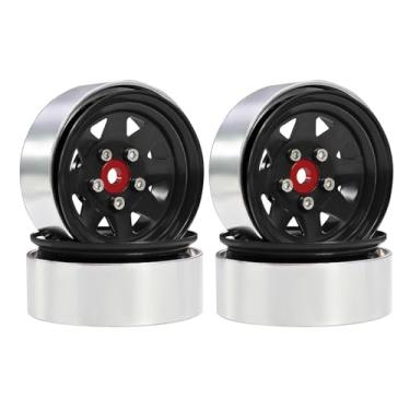 Imagem de Dynwave Conjunto de 4 aros de roda de alumínio 1,9" peças de reposição de metal RC pneu roda 12 mm hexagonal para caminhão RC 1/10 TRX4 90046 acessórios, Preto