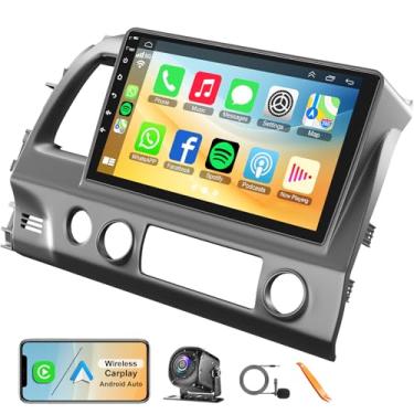 Imagem de Rádio veicular 4G + 64G para Honda Civic 2006-2011, suporte estéreo de carro Android 12 de 10 polegadas, sem fio, Carplay/Android Auto/Câmera de reserva/Bluetooth/Controle de voz/GPS/WiFi/Rádio FM