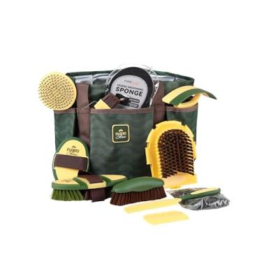 Imagem de Furrishine 11 kit de cuidados para cavalos, pente de curry, raspador de suor, utensílios de banho para cavalos, ferramentas de cuidados com bolsa de armazenamento, brilho para pasto