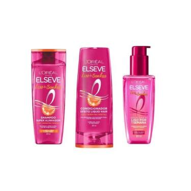 Imagem de Kit Elseve Liso dos Sonhos AHA - Shampoo + Condicionador + Sérum Leave