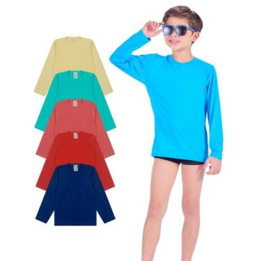 Imagem de Kit 4 Camisa Térmica Infantil Menino Proteção Solar Moda Praia Masculi