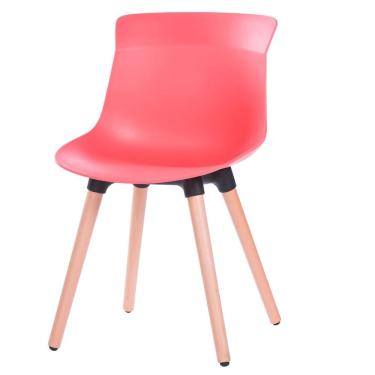 Imagem de Cadeira Eames Saarinen Joly Anm6708f Anima Office Polipropileno Coral Base Em Madeira Fixa