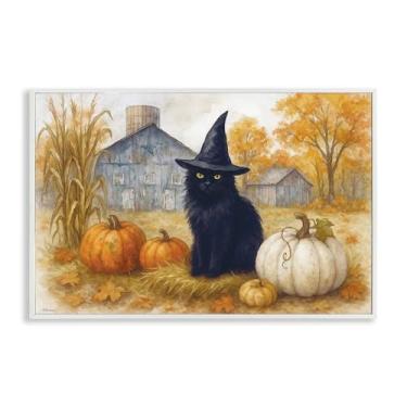 Imagem de Stupell Industries Witch Cat Autumn Farm White Framed Giclee Art, design por Antony Smith, 20 x 30