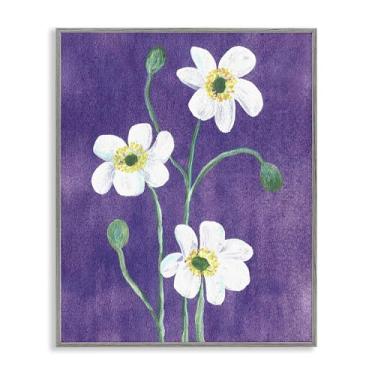 Imagem de Stupell Industries Trio de papoulas acrílicas com arte giclée emoldurada cinza, design de Camila Juncos, 14 x 11