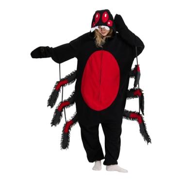 Imagem de Supodon Macacão adulto de aranha fantasia de Halloween cosplay animal de pelúcia roupa de dormir unissex macacão para mulheres e homens (aranha pulando, grande)