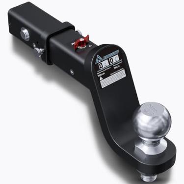 Imagem de CROSSHIP Engate de suporte de bola de reboque sem acessório – serve para receptor de 5 cm, suporte de esfera de queda de 10 cm, bola dupla sólida, engate de reboque de 6 cm, caminhão pesado GTW de