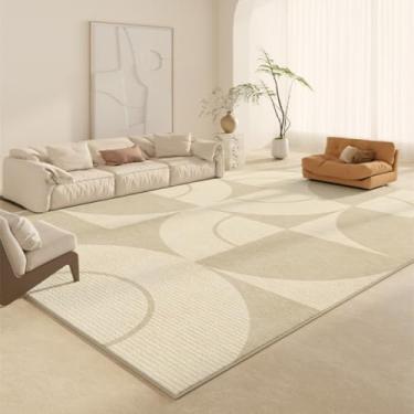 Imagem de Tapete decorativo estilo creme para sala de estar, listrado, geométrico, bege, confortável, macio, luxuoso, para quarto (300x400 cm (118x157 pol.)/AX026-3-B)