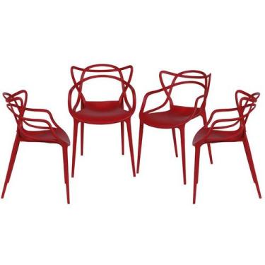 Imagem de Kit 04 Cadeiras Boxbit Solna Polipropileno Vermelha, VERMELHA, CHINA