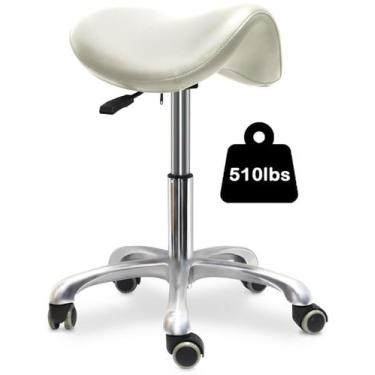 Imagem de Banco de selim LIMKOMES Cadeira giratória hidráulica branca