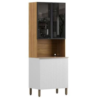 Imagem de Paneleiro Art 4 Portas 80 cm Vidro Kit's Paraná, Freijó Ártico