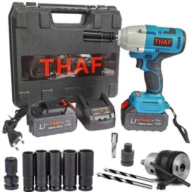 Imagem de Chave De Impacto Potente 21v 4.0ah 800nm + Kits E Mandril - Thaf