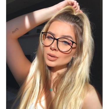 Imagem de Armação Óculos de Grau Feminina Redondo Med Preta - Palas EyeWear