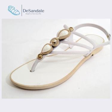 Imagem de Sandália rasteirinha Linda e Leve - Desandale, Branco, 35