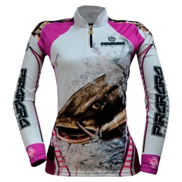 Imagem de Camiseta de Pesca King Brasil Pirarara Sublimada Manga Longa Feminina Proteção UV50+