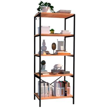 Imagem de Estante Livreiro Multiuso Trento Estilo Industrial 150cm com 5 Prateleiras Demolição Preto - Desk Design