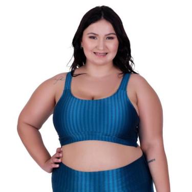 Imagem de Top Fitness Cropped de Academia Plus Size 3D Nicole - Naka Modas, Azul
