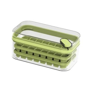 Imagem de Forma de Gelo Com Tampa，Forma de Gelo 1 2 Forma ReutilizáVel Bebida Drink Sucos áGua Frutas Bandeja Casa Cozinha Resistente(VERDE)