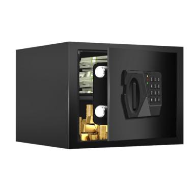 Imagem de Cofre pequeno, cofre de segurança para casa com teclas de teclado e sistema de alarme, caixa de segurança para dinheiro doméstico medicina objetos de valor