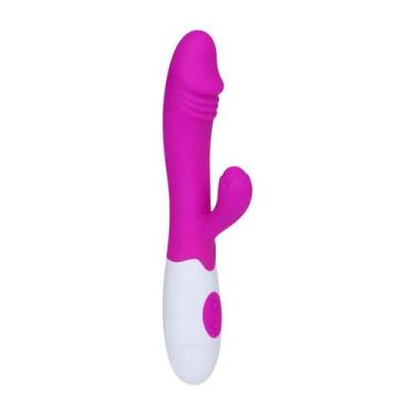 Imagem de Vibrador Ponto G Aveludado com Estimulador Clitoriano Vaginal Recarreg