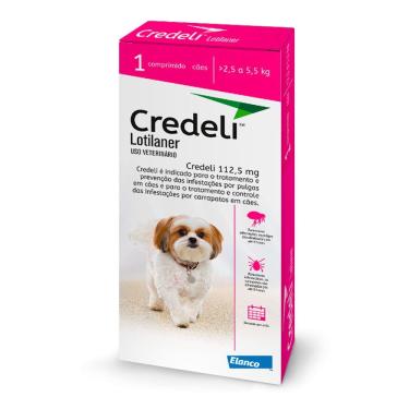 Imagem de Credeli 112,5mg Antipulgas e Carrapatos para Cães de 2,5 a 5,5kg com 1 Comprimido