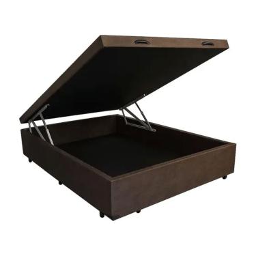 Imagem de Base Box Baú Casal 138x188 Suede Com Pistão A Gás