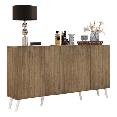 Imagem de Aparador Buffet 4 Portas Retrô Veneza Multimóveis V3556 Rustic/Branco Rustic/Branco