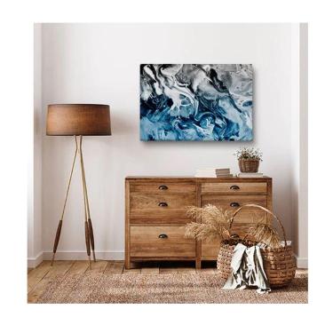 Imagem de Quadro Decorativo Abstrato Blue And Silver Borda Infinita Tamanho 100 X 70cm