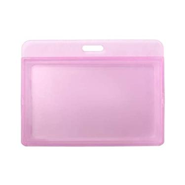 Imagem de Suporte de crachá acessório para cartão bancário porta-chaves retrátil capa de cartão de plástico transparente (rosa)