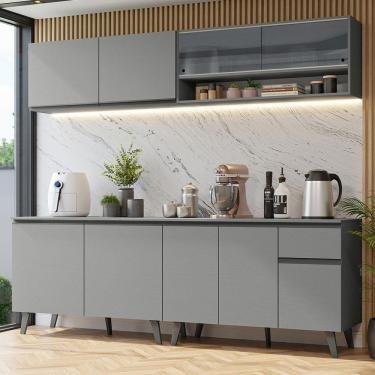 Imagem de Armário De Cozinha Completa 240Cm Cinza Nice Madesa 03 Cinza