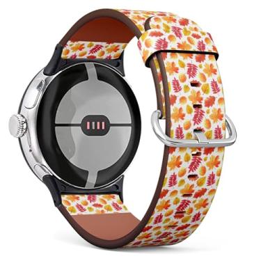 Imagem de THAZEE Pulseira de relógio de substituição compatível com Google Pixel Watch 2 (2023)/Pixel Watch (2022) (folhas coloridas aquarelas)