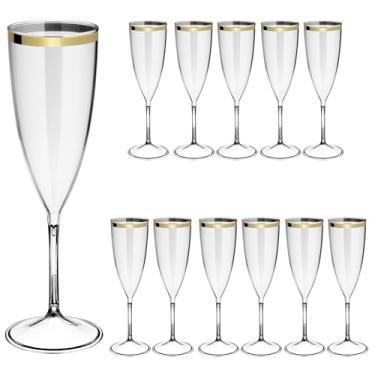 Imagem de Taça Acrilico De Espumante 170ml 12pcs Borda Dourada Prime (TRANSPARENTE)