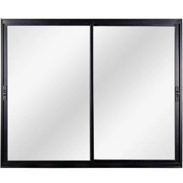 Imagem de Janela Correr 2 Folhas Móveis sem Grade Vidro Liso 120x100cm Ecosul Esquadrisul Preto