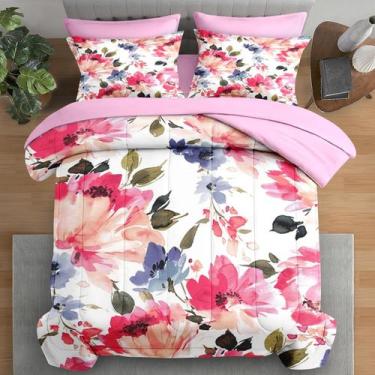 Imagem de Conjunto de edredom Pamnest Queen Size Flower Floral Leaf, 7 unidades