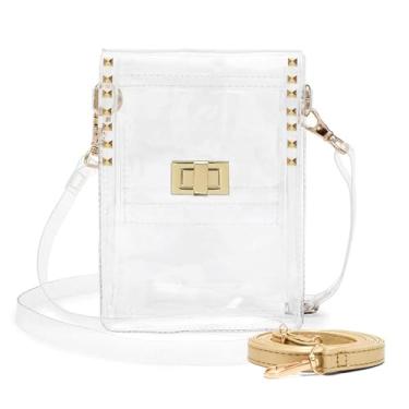 Imagem de QUDUME Bolsa transversal transparente para celular, bolsa feminina pequena transparente bolsa de ombro de PVC aprovada para estádio bolsas de celular femininas bolsa carteira