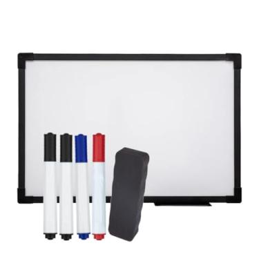 Imagem de Quadro Branco 120x80cm com Moldura MDF Preta + 4 Canetas Marcadoras 1 Apagador