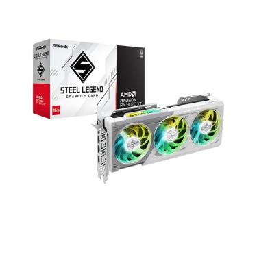 Imagem de Placa de Vídeo ASRock Radeon RX 9070 XT Steel Legend, 16GB, 256-Bits, PCI Express 5.0, LEDs ARGB, Branco